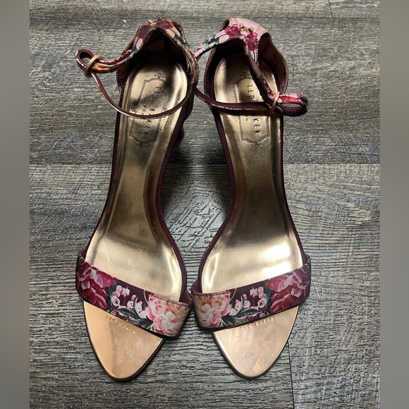 Ted barker LONDON Floral Ankle Strap Heels - Pink and Gold - Picture 1 of 12
